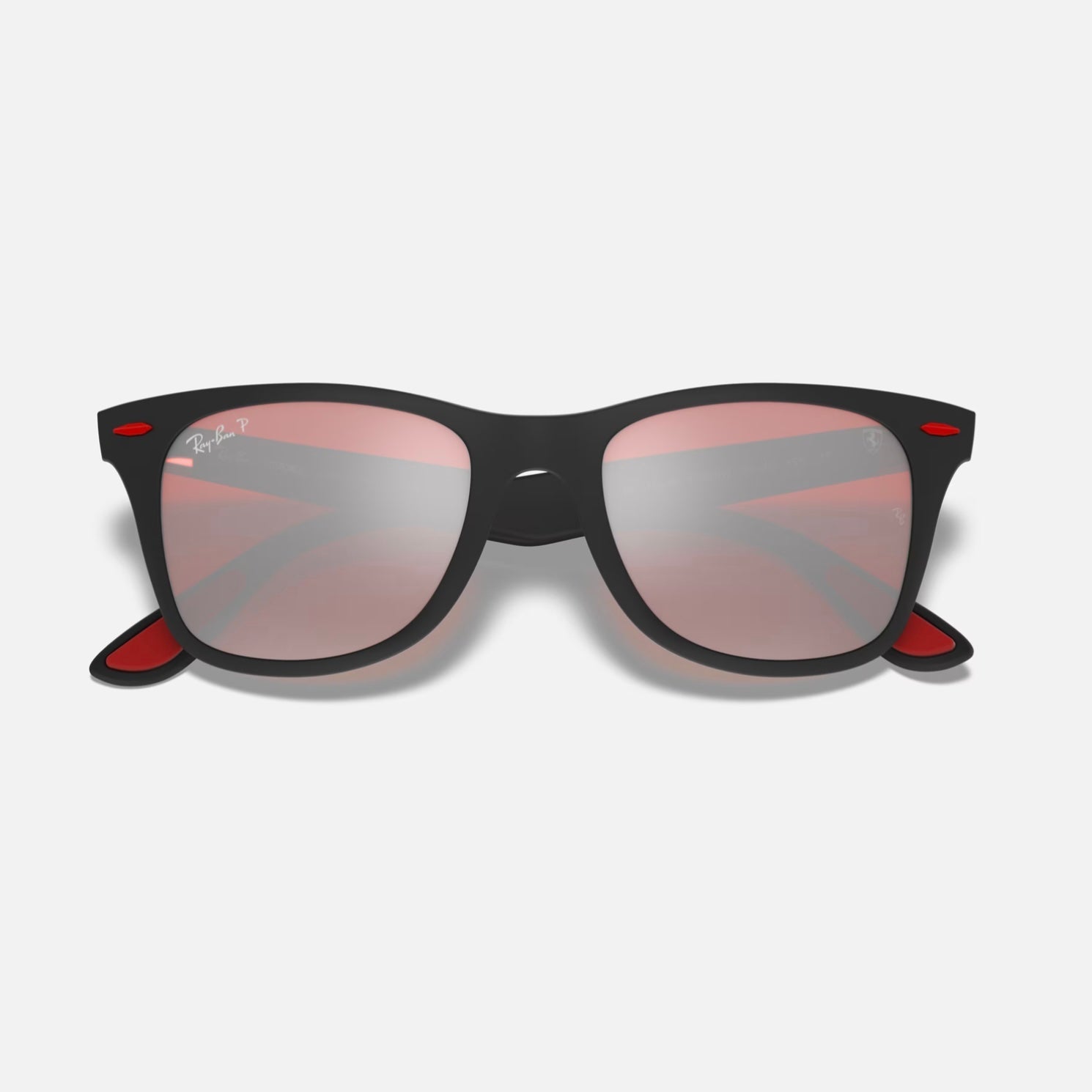 FERRARI WAYFARER LITEFORCE 4195M - Negro Detalles Rojos - Plateado Espejado