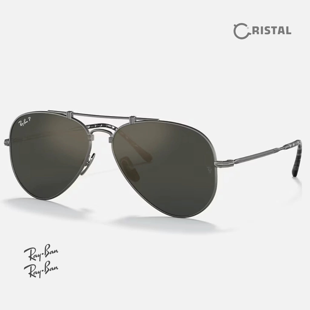 Aviator Titanium 8125 (Polarizado) - 9165 Plateado mate - azul polarizado