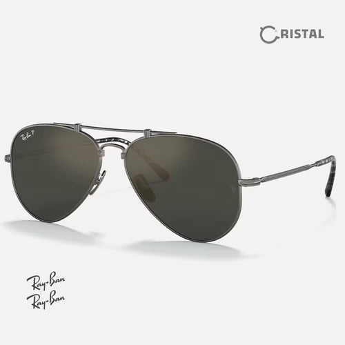 Aviator Titanium 8125 (Polarizado) - 9165 Plateado mate - azul polarizado
