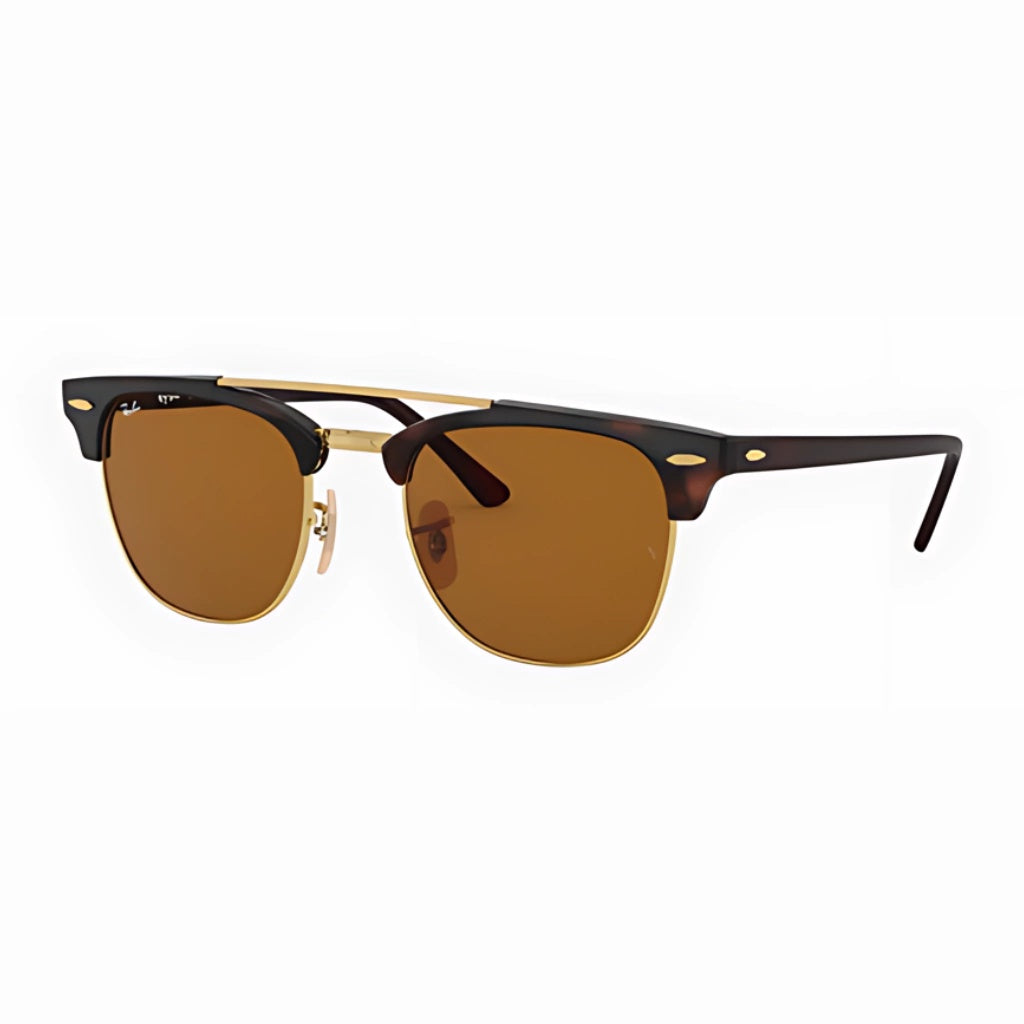 Clubmaster Double Bridge 3816 - 990 - 33 Carey-dorado marron liso
