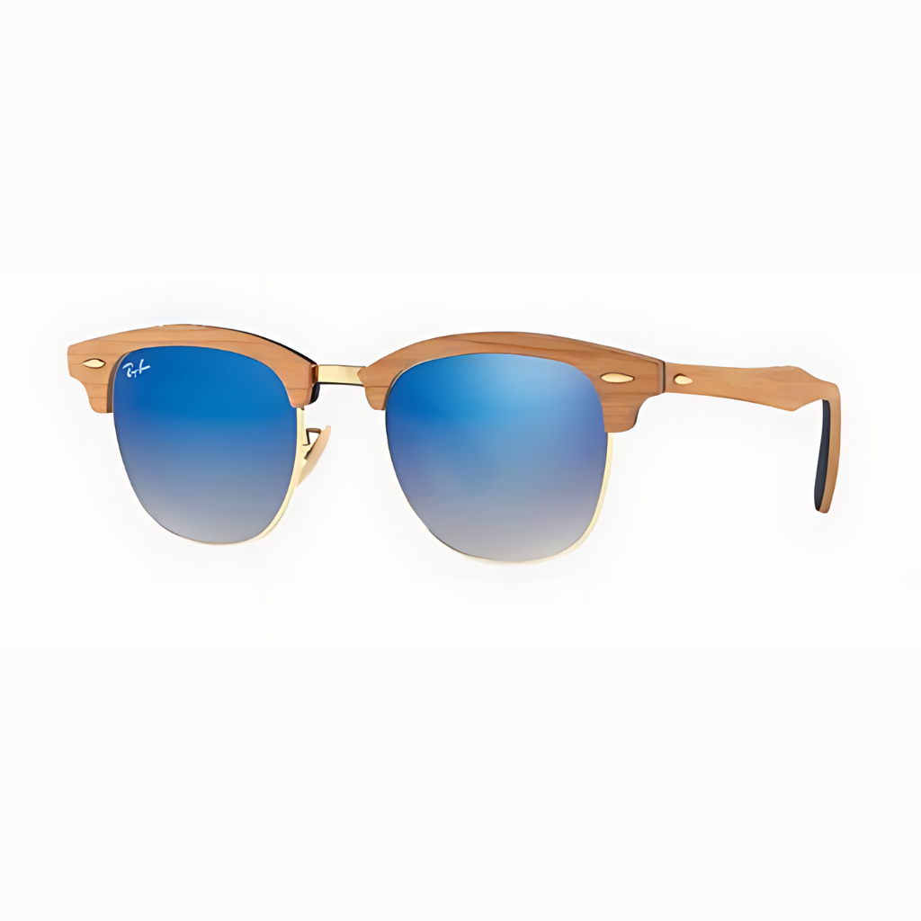 Clubmaster Wood 3016M Espejados - 1180 - 7q Madera clara-azul degrade espejado