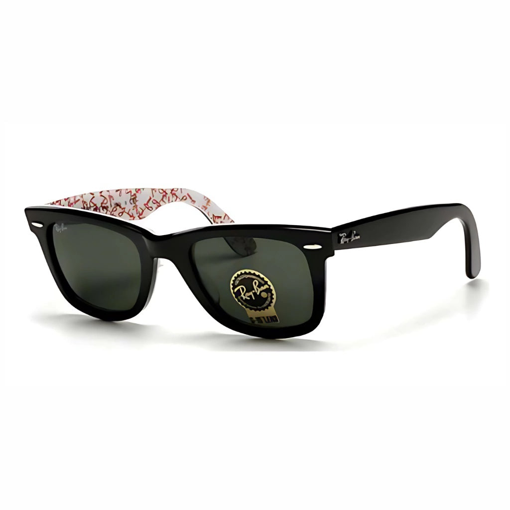 Wayfarer 2140 Rareprint - 1017 Negro int white on textverde